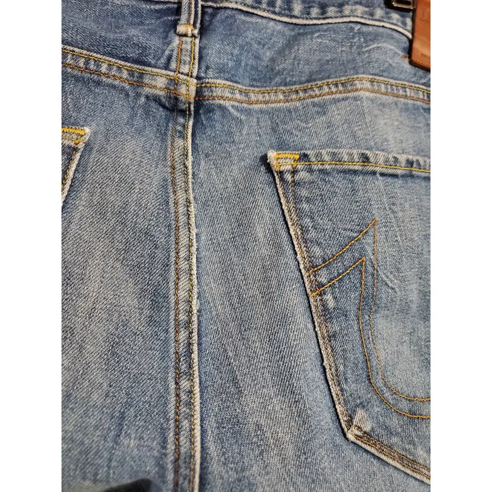 True Religion Mens Rocco Button Fly Relaxed Skinny Jeans Size 36 Medium Wash